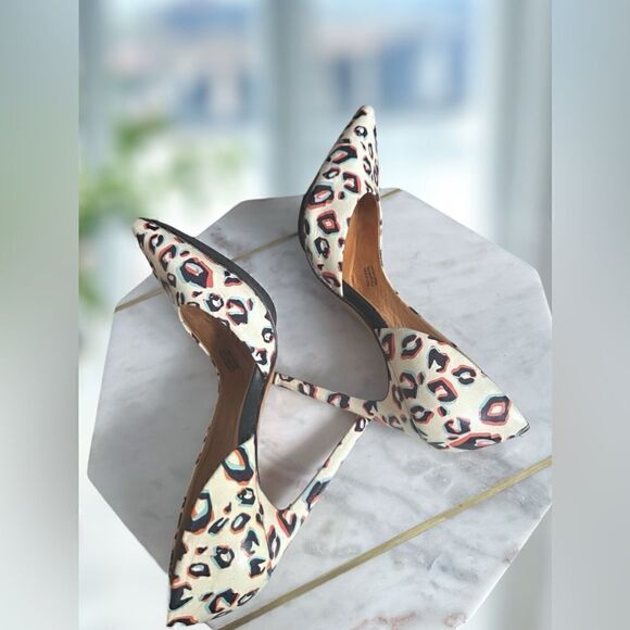 L.A.M.B. Camryn II Leopard Print platform D' Orsay Pumps Size 8 - Picture 8 of 14